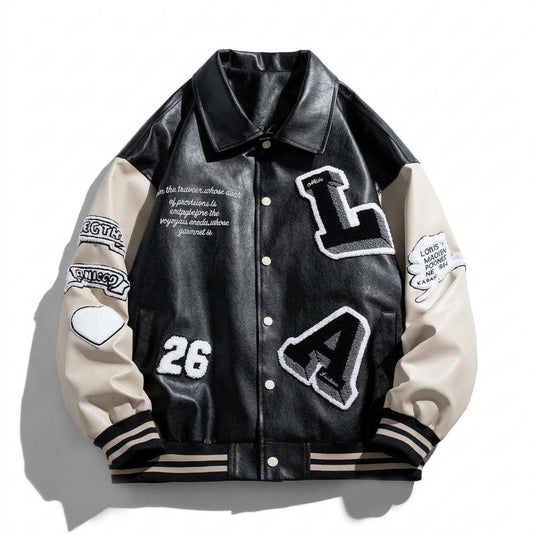Gentleman Code - Lemev | Applizierte Bestickte Lederjacke Unisex