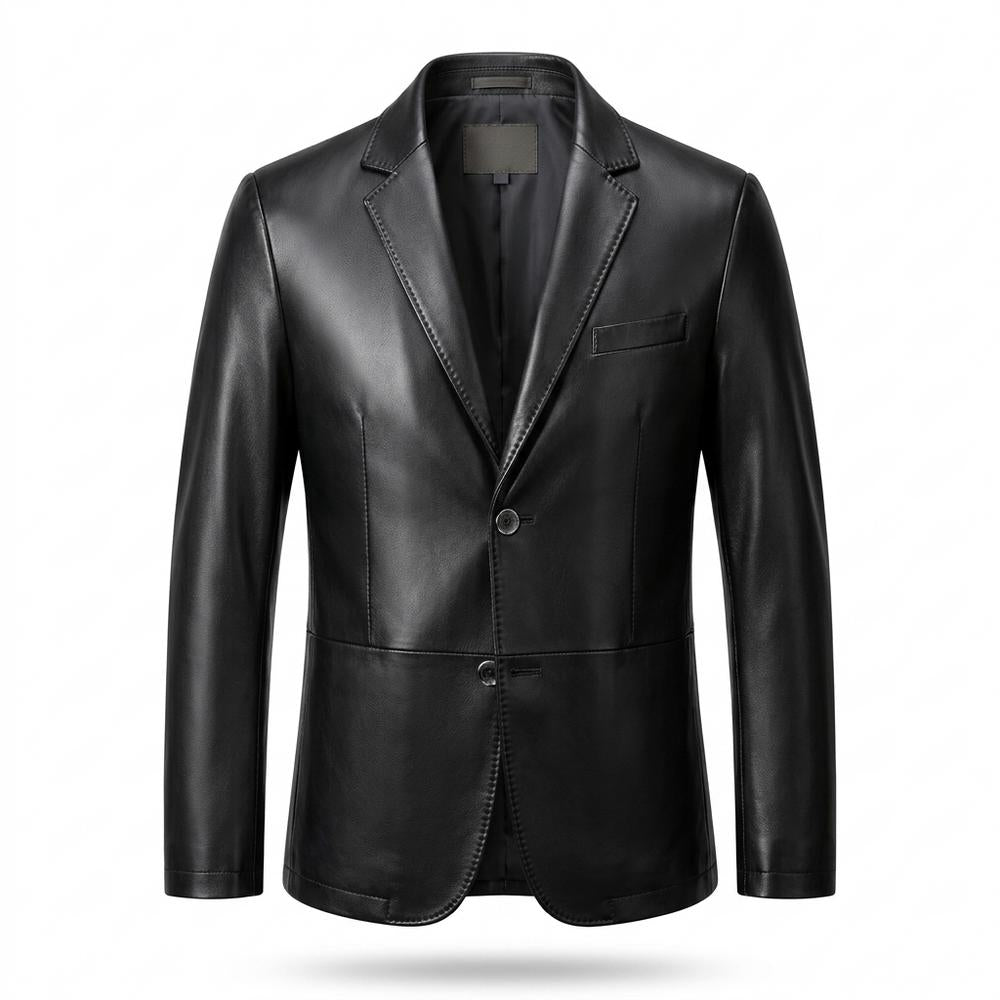 Gentleman Code - Kuvok | Tailliert Geknöpft Lederjacke Herren