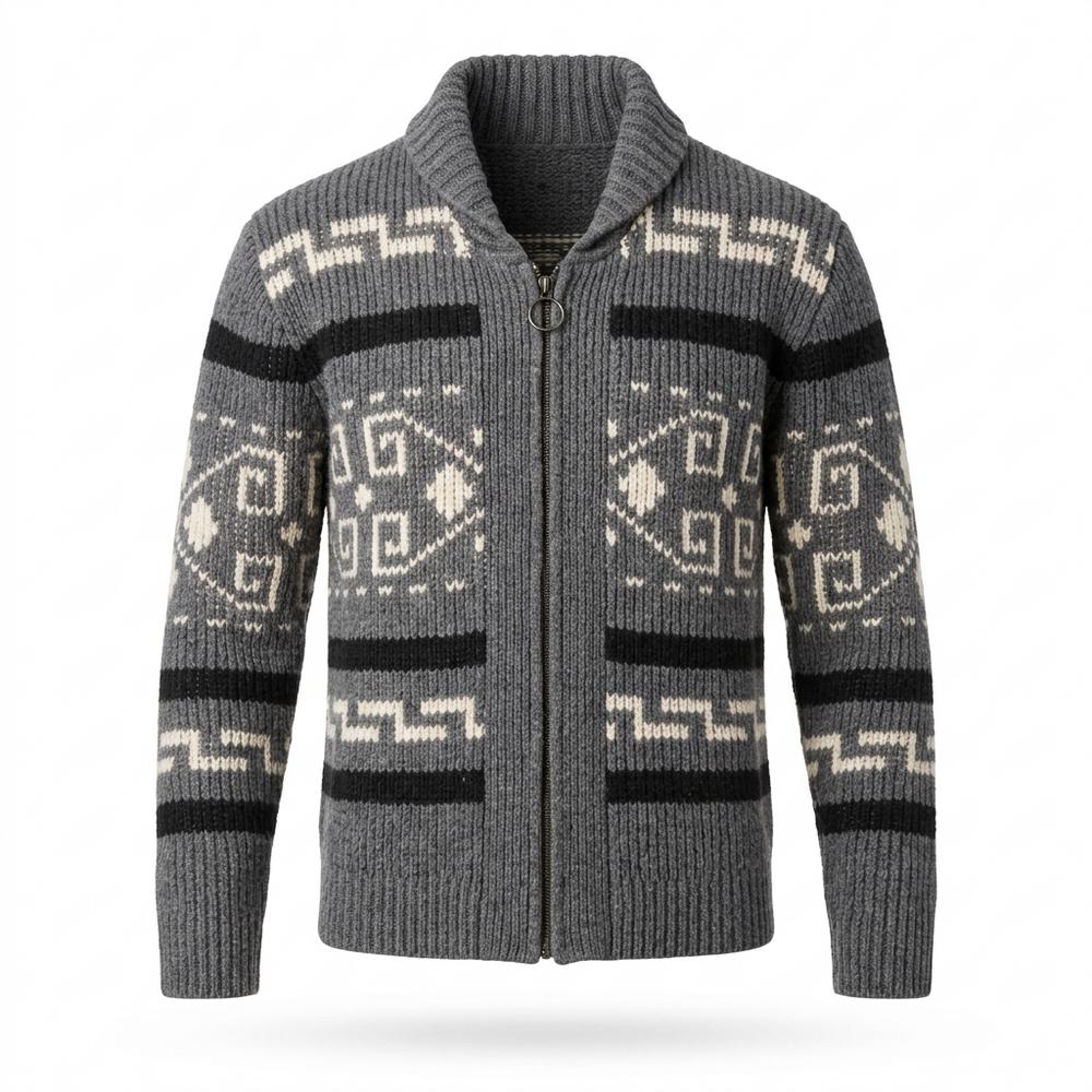 Gentleman Code - Dogem | Gemustert Gestrickt Strickjacke Herren