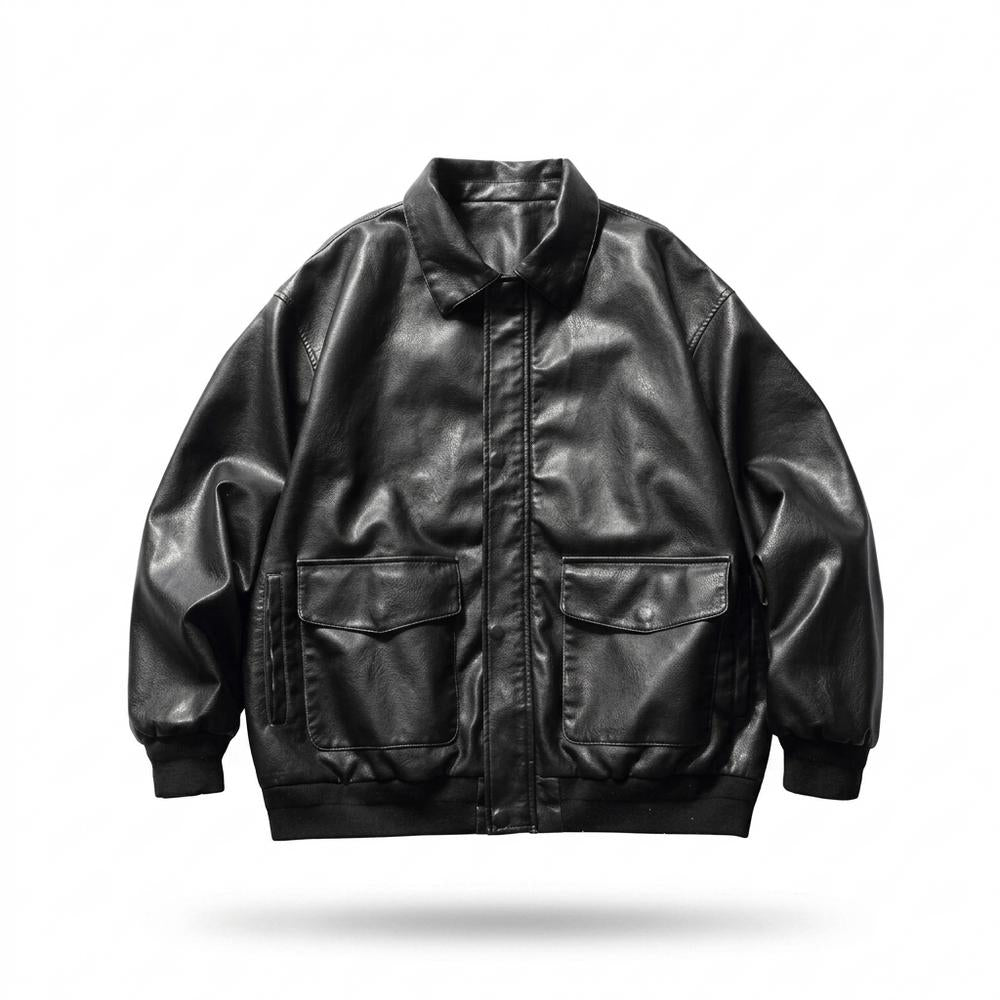 Nobleman Code - Lavil | Locker Aufgesetzt Lederjacke Unisex