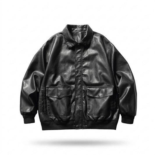 Gentleman Code - Lavil | Locker Aufgesetzt Lederjacke Unisex