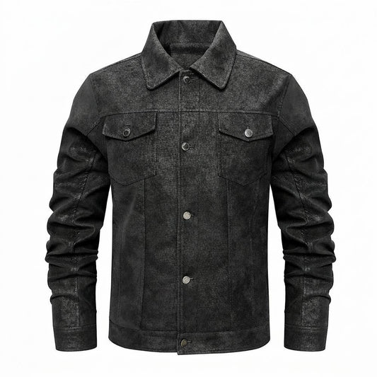 Gentleman Code - Koler | Strukturiert Geknöpft Lederjacke Herren