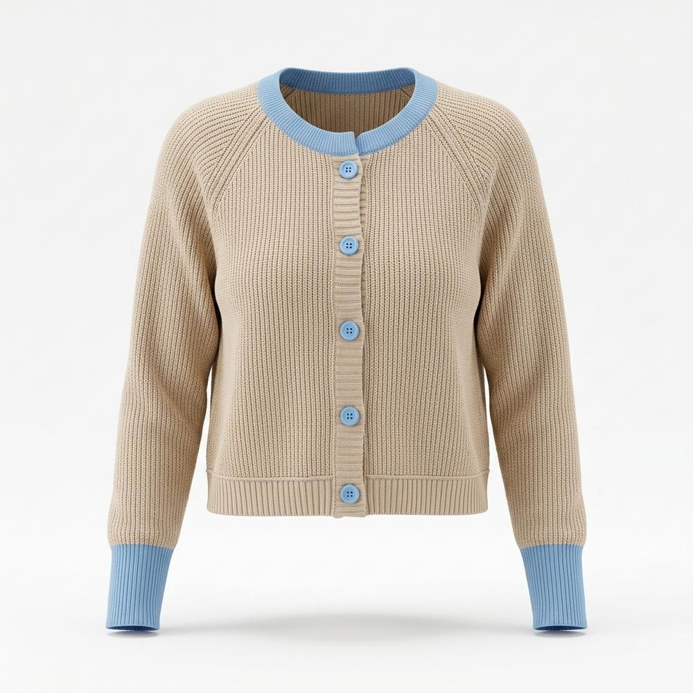 Nobleman Code - Zezet | Kontrastfarbener Gerippter Cardigan Damen