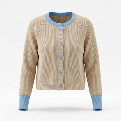 Nobleman Code - Zezet | Kontrastfarbener Gerippter Cardigan Damen