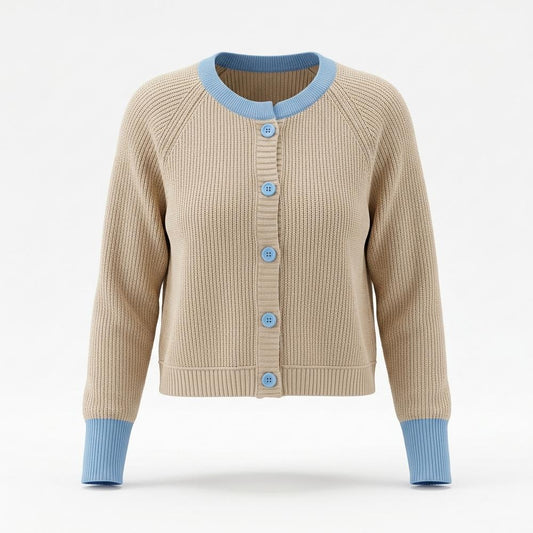 Nobleman Code - Zezet | Kontrastfarbener Gerippter Cardigan Damen