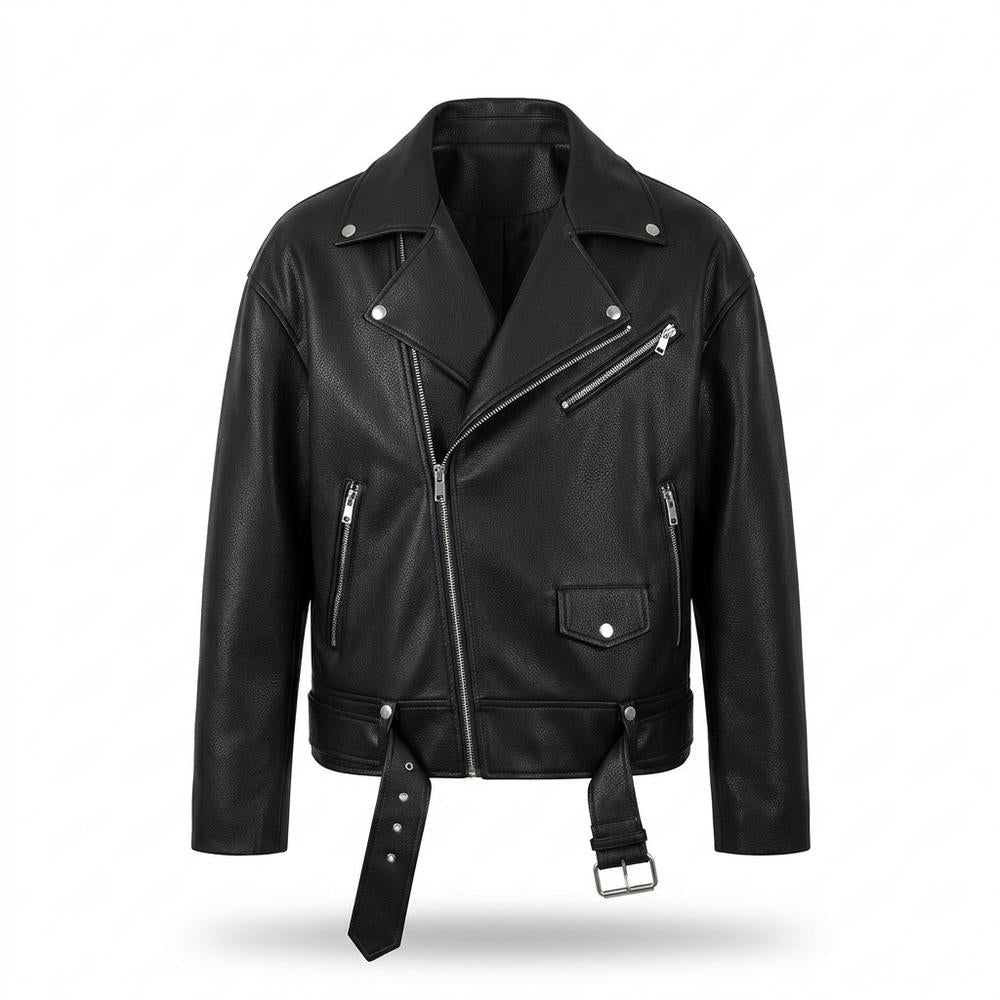 Gentleman Code - Aomon | Asymmetrische Gegürtelte Lederjacke Unisex