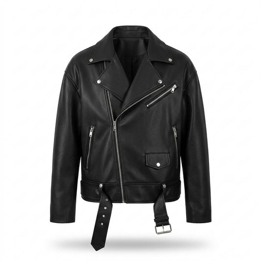 Gentleman Code - Aomon | Asymmetrische Gegürtelte Lederjacke Unisex