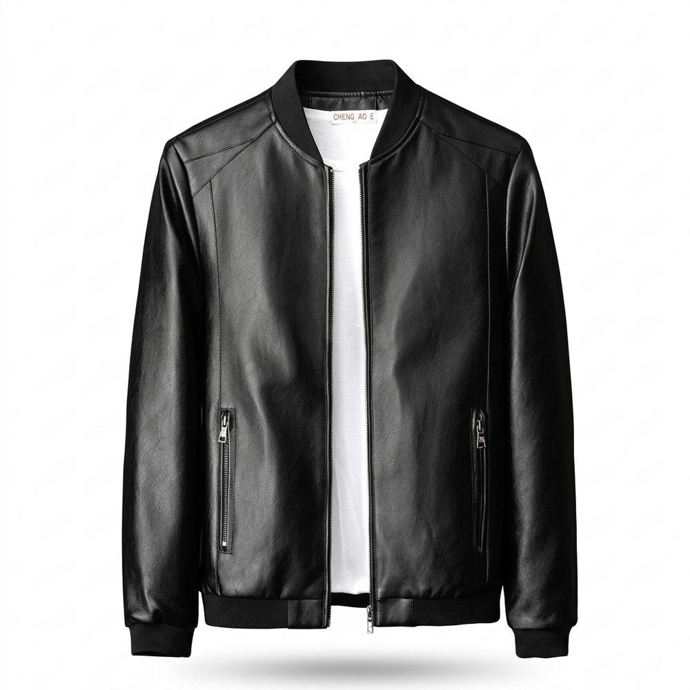 Gentleman Code - Cetus | Glatte Gefütterte Lederjacke Herren