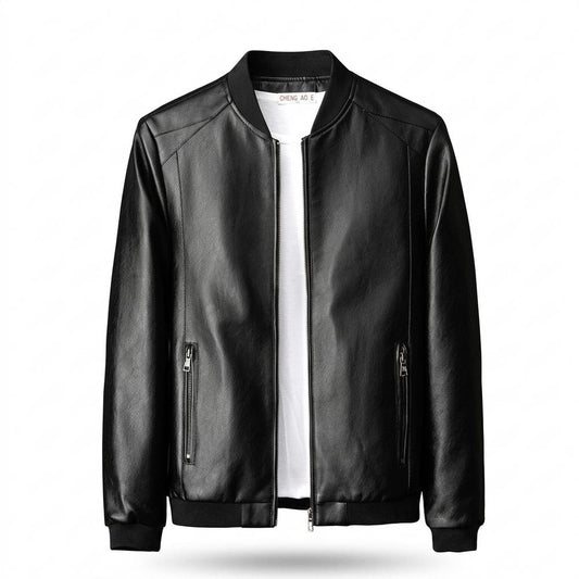 Gentleman Code - Cetus | Glatte Gefütterte Lederjacke Herren