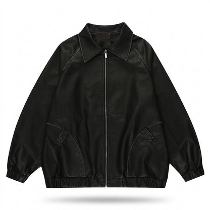 Gentleman Code - Aobir | Glatte Weite Lederjacke Unisex
