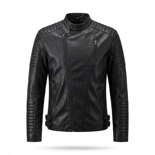 Gentleman Code - Alver | Gesteppt Asymmetrisch Lederjacke Herren