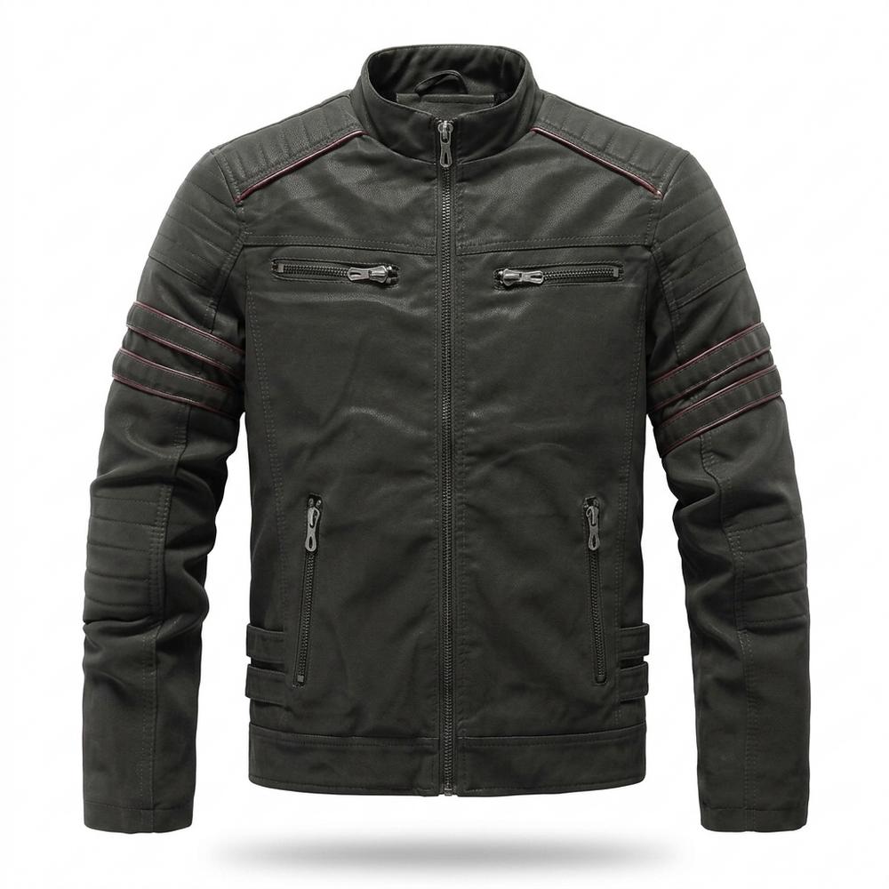 Gentleman Code - Ranal | Gesteppte Paspelierte Lederjacke Herren