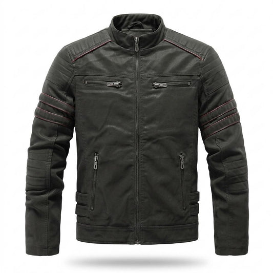 Nobleman Code - Ranal | Gesteppte Paspelierte Lederjacke Herren