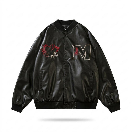 Nobleman Code - Liles | Bestickt Geknöpft Lederjacke Unisex