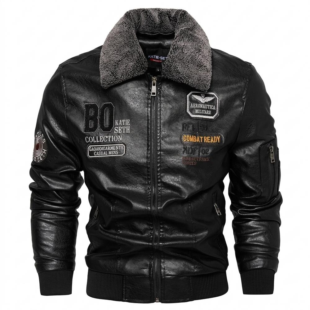 Gentleman Code - Cegek | Gefüttert Bestickt Lederjacke Herren