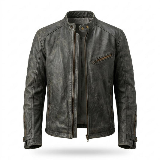 Nobleman Code - Lebav | Patiniert Tailliert Lederjacke Herren