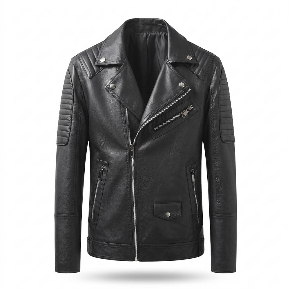 Gentleman Code - Zufet | Gesteppt Asymmetrisch Lederjacke Herren