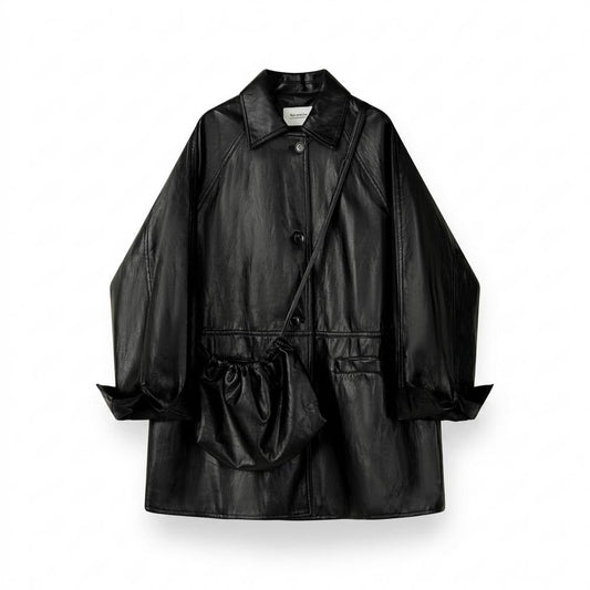 Nobleman Code - Eedan | Geknöpft Oversized Ledermantel Unisex