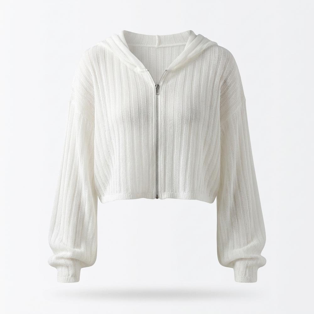 Nobleman Code - Vikok | Transparent Langärmlig Strickjacke Damen