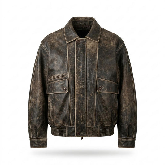 Nobleman Code - Tavok | Patiniert Oversized Lederjacke Unisex