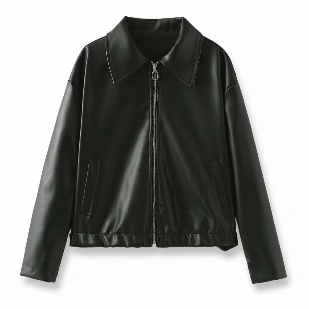 Nobleman Code - Zaras | Gekragt Glatt Lederjacke Unisex