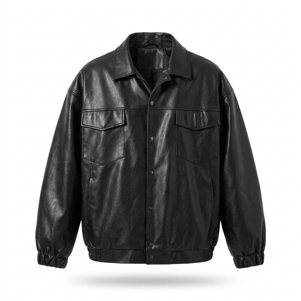 Gentleman Code - Aekiv | Weite Geknöpfte Lederjacke Unisex