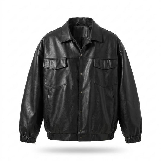 Gentleman Code - Aekiv | Weite Geknöpfte Lederjacke Unisex