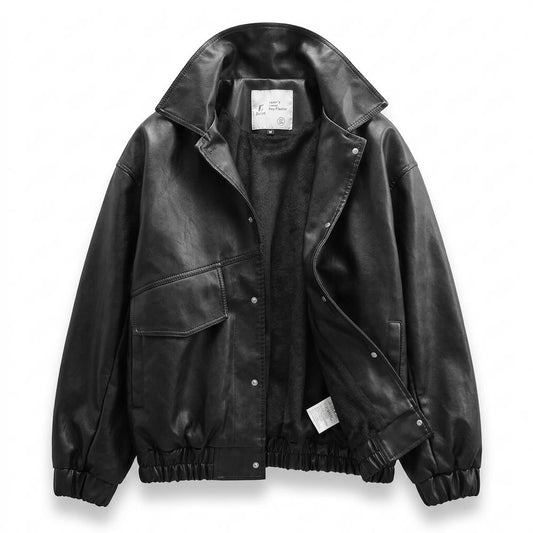 Gentleman Code - Dakod | Gefütterte Geknöpfte Lederjacke Herren