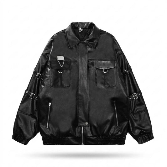 Nobleman Code - Nifev | Oversized Reißverschluss Lederjacke Unisex