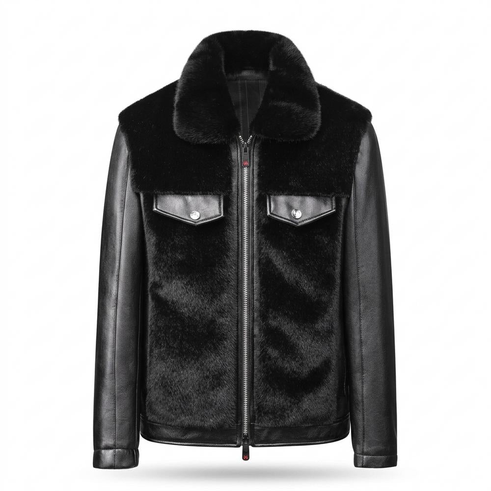 Gentleman Code - Vegit | Fellbesetzt Gefüttert Lederjacke Herren