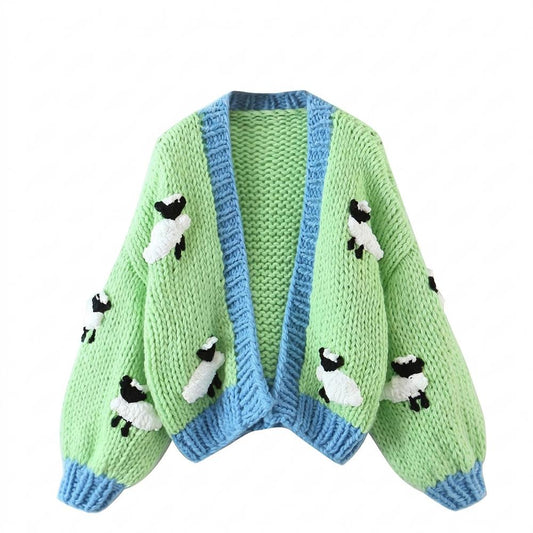 Nobleman Code - Vowak | Grobmaschiger Applizierter Cardigan Damen