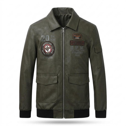 Nobleman Code - Zenor | Bestickt Gerippt Lederjacke Herren