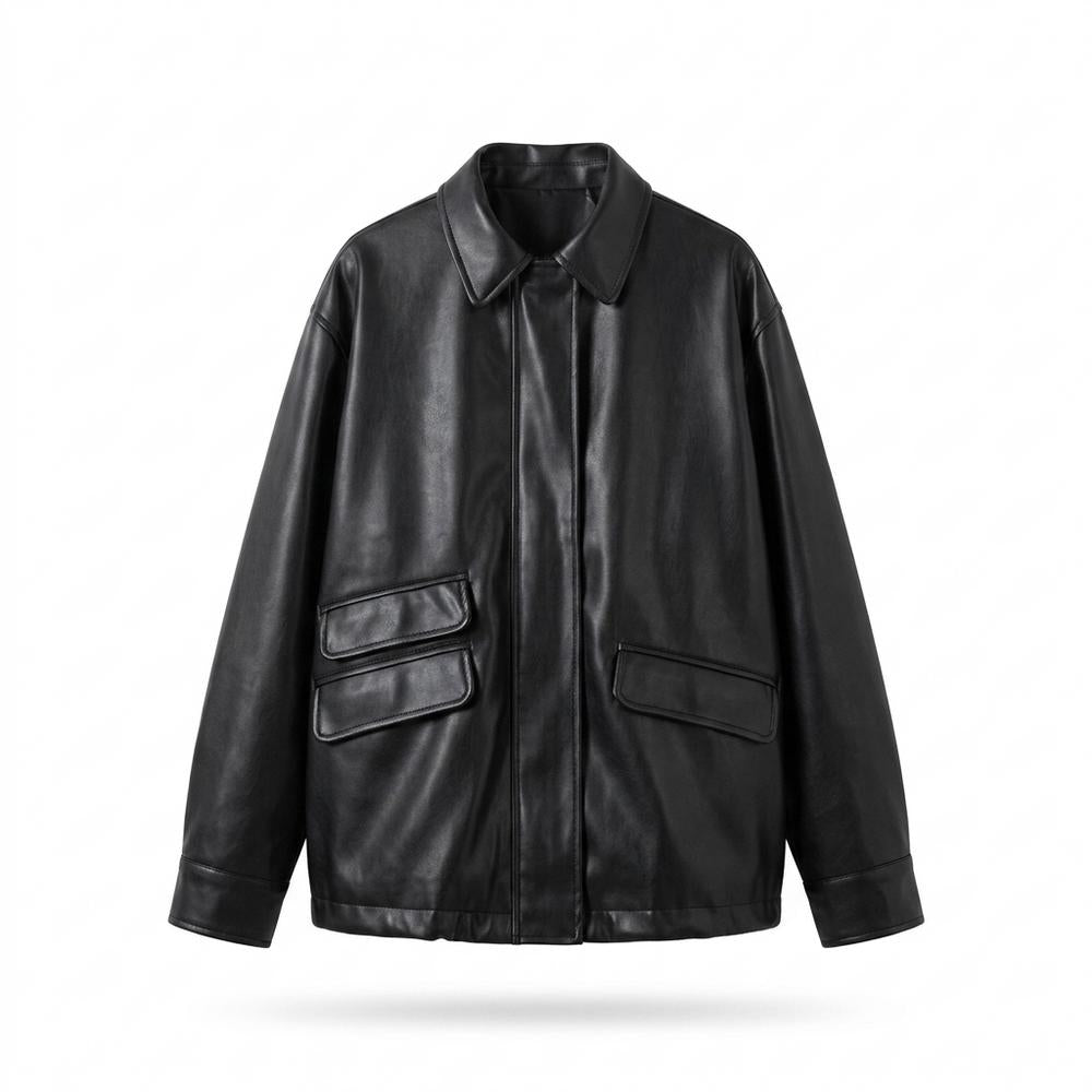 Nobleman Code - Tuwol | Übergroße Glatte Lederjacke Unisex