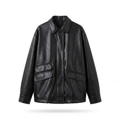 Nobleman Code - Tuwol | Übergroße Glatte Lederjacke Unisex