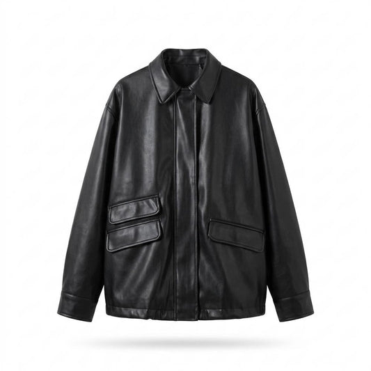 Nobleman Code - Tuwol | Übergroße Glatte Lederjacke Unisex