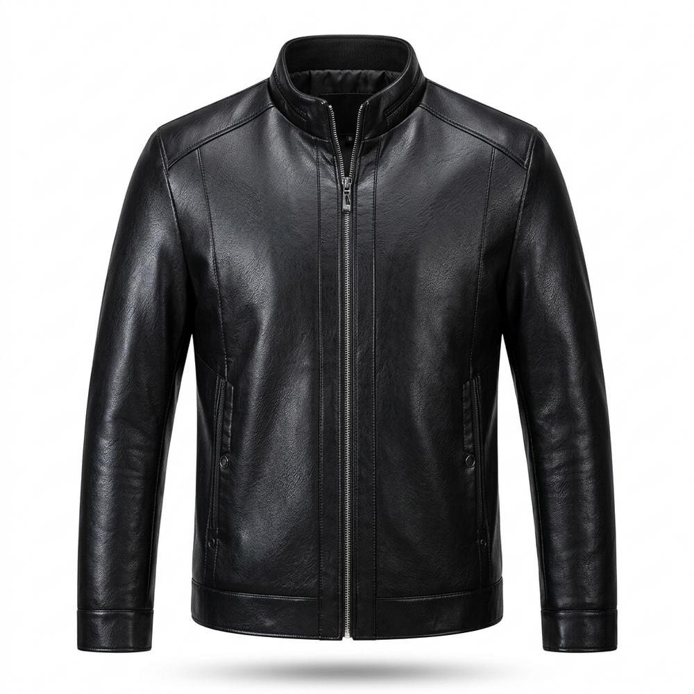Gentleman Code - Kemor | Stehkragen Gefüttert Lederjacke Herren