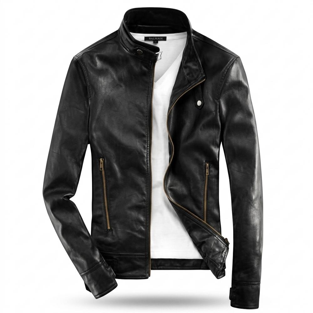 Gentleman Code - Cahun | Tailliert Asymmetrisch Lederjacke Herren