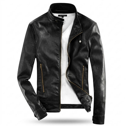 Gentleman Code - Cahun | Tailliert Asymmetrisch Lederjacke Herren