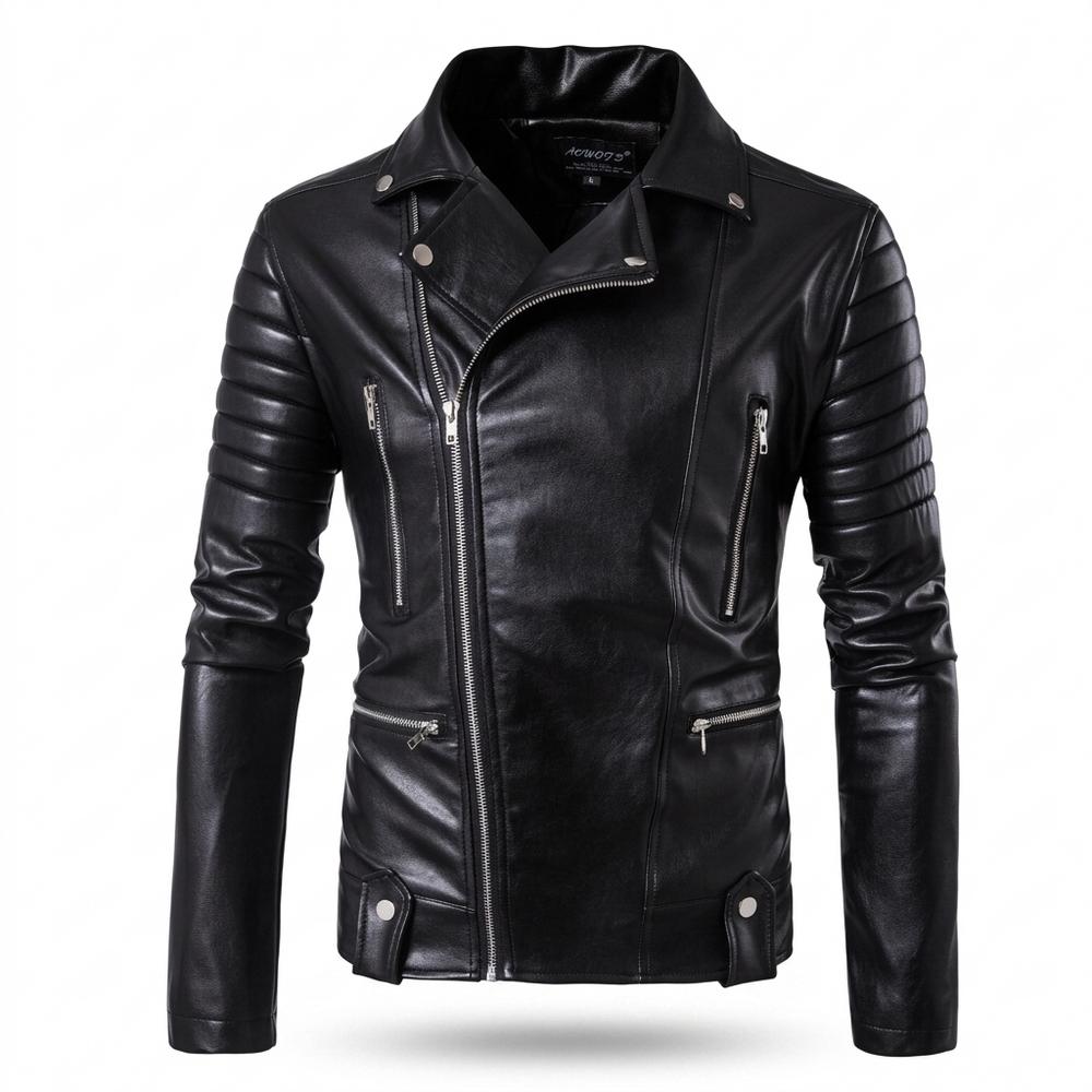 Gentleman Code - Auful | Asymmetrisch Gesteppt Lederjacke Herren