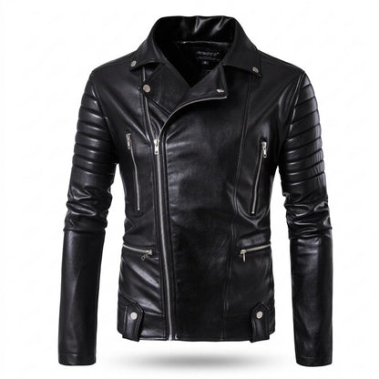 Gentleman Code - Auful | Asymmetrisch Gesteppt Lederjacke Herren