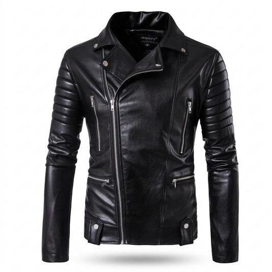 Gentleman Code - Auful | Asymmetrisch Gesteppt Lederjacke Herren