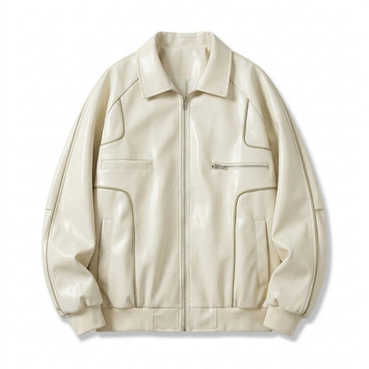 Gentleman Code - Mugot | Paspelierte Weite Lederjacke Unisex