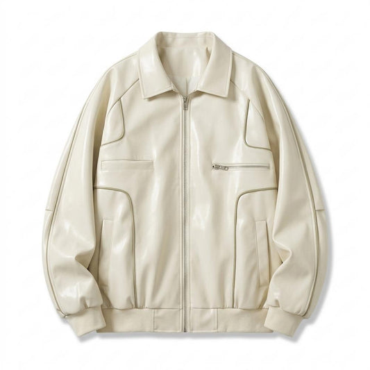 Nobleman Code - Mugot | Paspelierte Weite Lederjacke Unisex