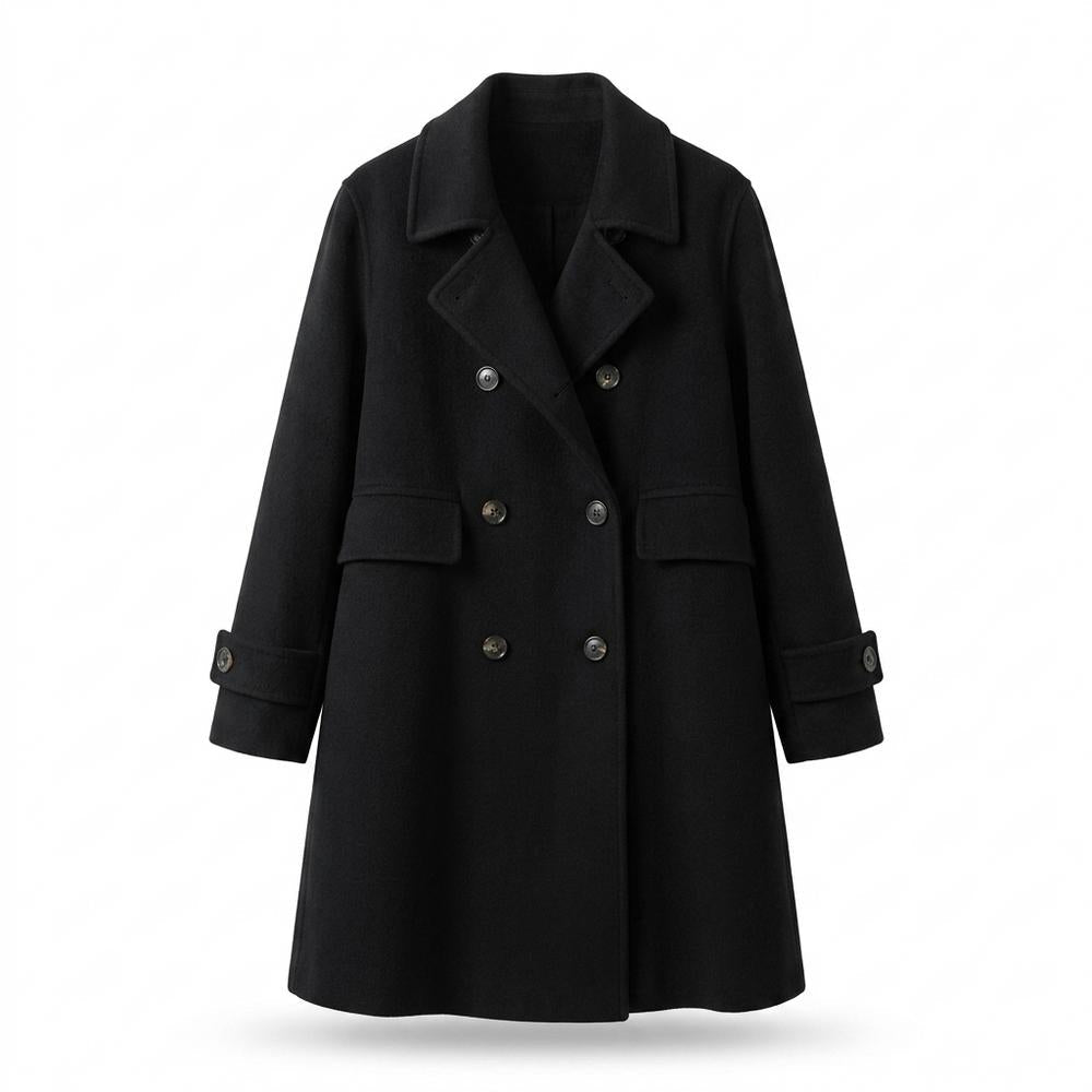 Nobleman Code - Sefot | Zweireihiger Wollartiger Mantel Damen