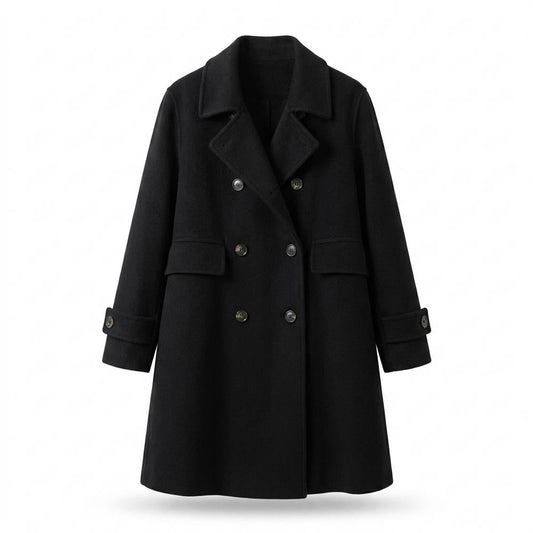 Nobleman Code - Sefot | Zweireihiger Wollartiger Mantel Damen
