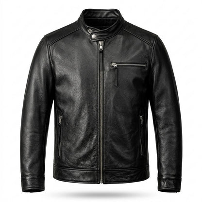 Gentleman Code - Vibar | Gekörnte Gefütterte Lederjacke Herren