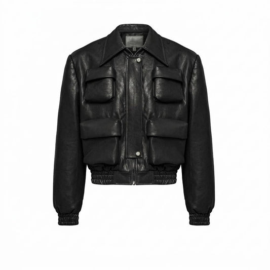 Nobleman Code - Tidit | Aufgesetzt Gesmokt Lederjacke Unisex