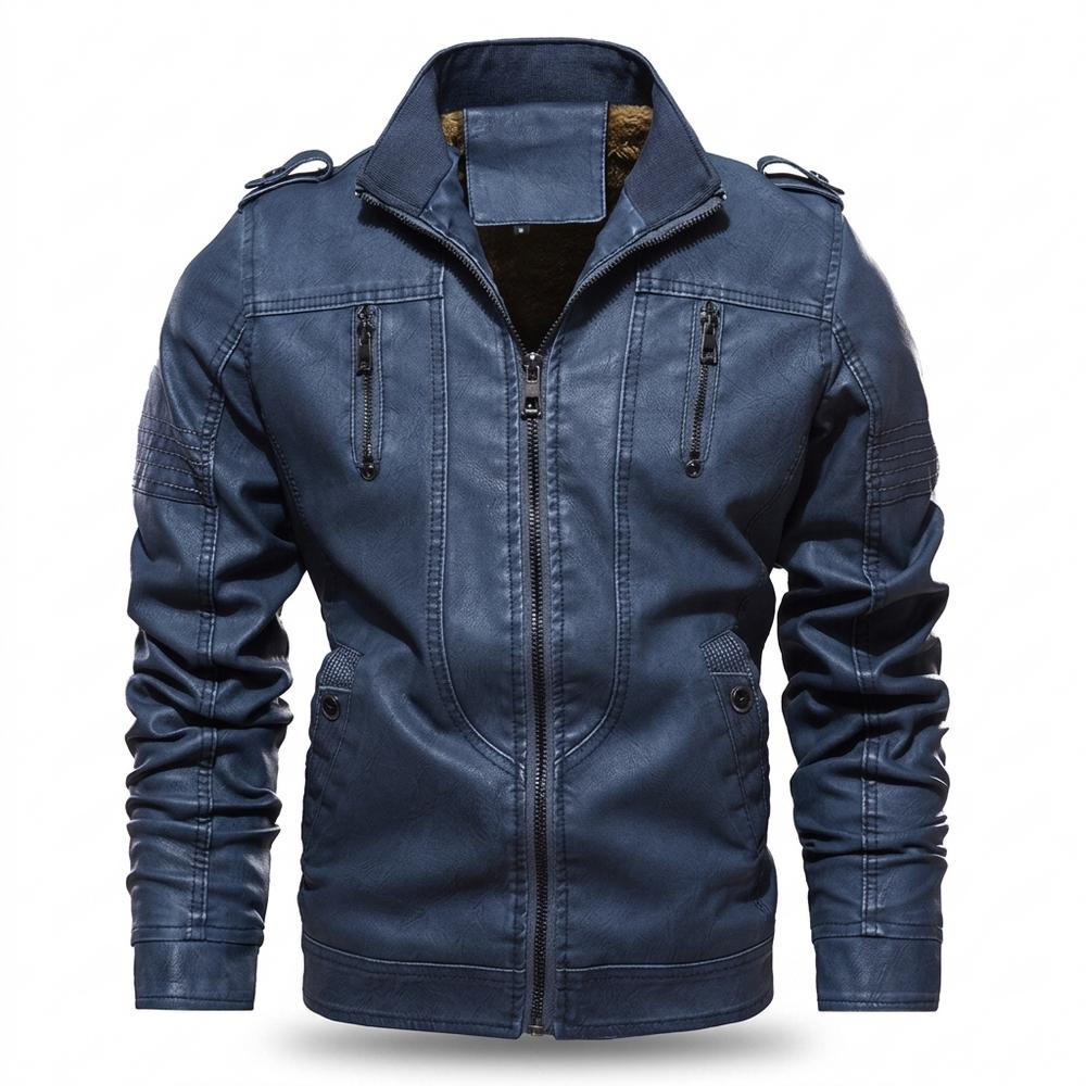 Gentleman Code - Cehim | Gefüttert Gesteppt Lederjacke Herren