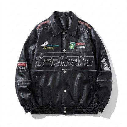 Gentleman Code - Dupok | Bestickt Geknöpft Lederjacke Unisex