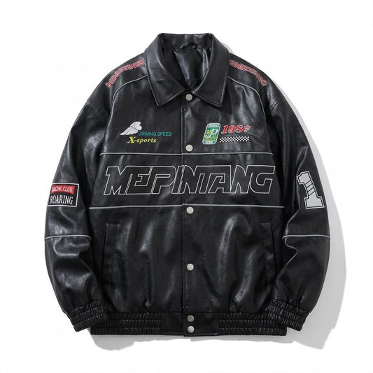 Gentleman Code - Dupok | Bestickt Geknöpft Lederjacke Unisex